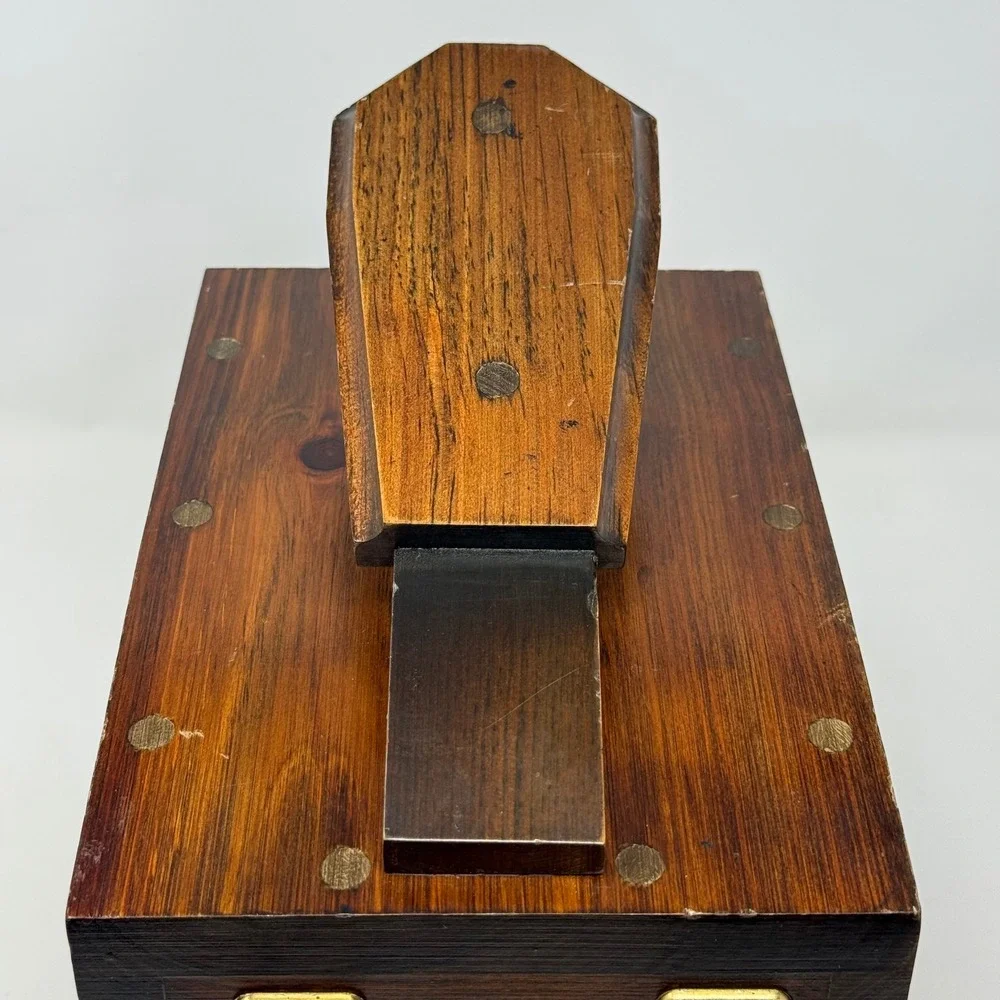 Stafford Collection Wooden Shoe Shine Valet Box Footrest Latch Dark Wood Vintage